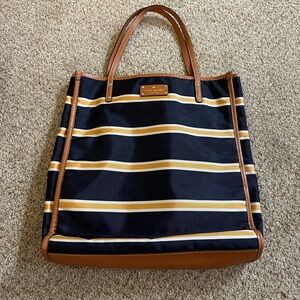 Kate Spade navy blue nylon striped handbag